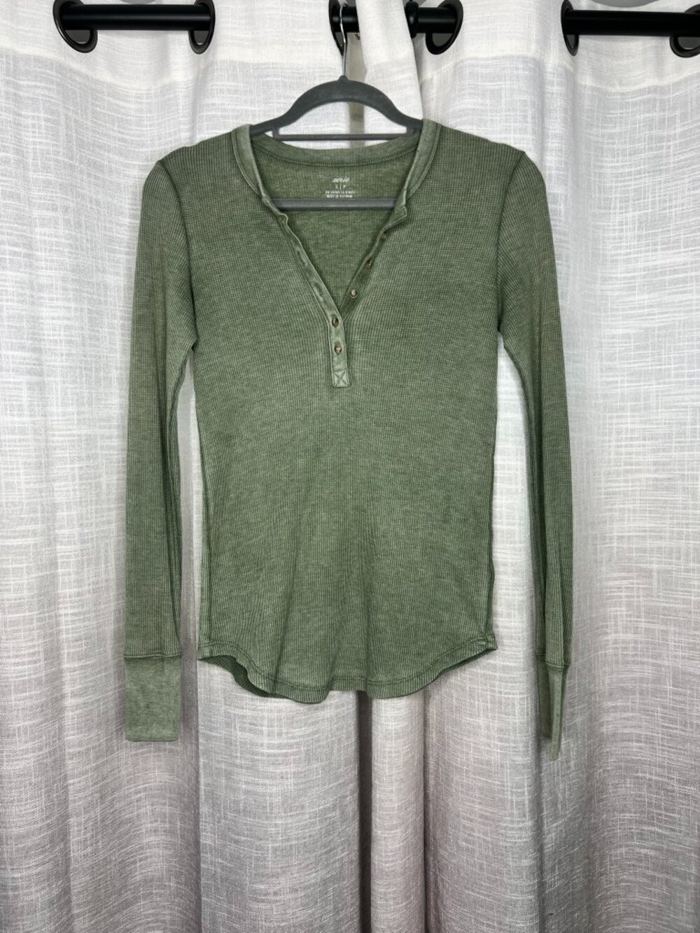 Aerie Green Waffle Knit T-Shirt